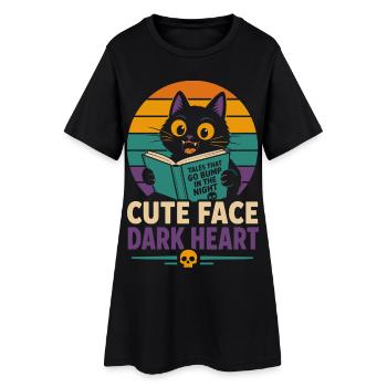 Chat d’horreur au visage mignon au cœur sombre - Robe T-shirt Femme - noir - Devant