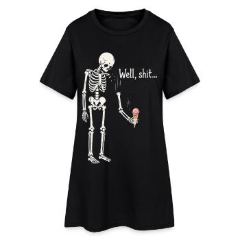 Eh bien merde, humour noir squelette gothique - Robe T-shirt Femme - noir - Devant