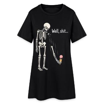 Eh bien merde, humour noir squelette gothique - Robe T-shirt Femme - noir - Devant