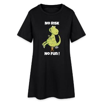 No Risk No Fun Faultier I Dinosaurier I Dino T-Rex - Frauen T-Shirt-Kleid - Schwarz - Vorne