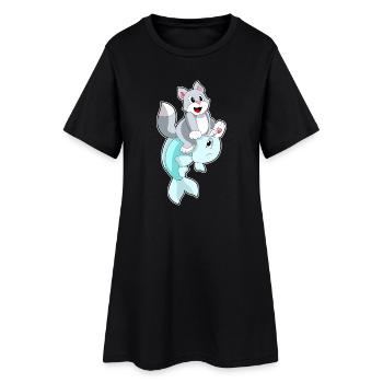 Poisson-chat - Robe T-shirt Femme - noir - Devant