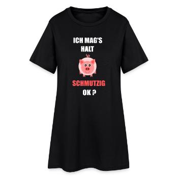 Schwein Ich mag`s schmutzig Faschings Kostüm  - Frauen T-Shirt-Kleid - Schwarz - Vorne