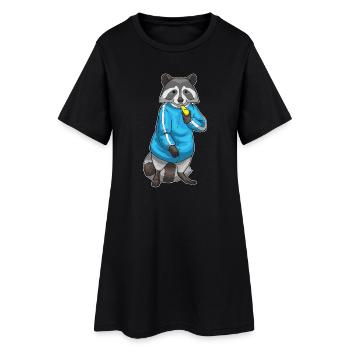 raccoon sport teacher school - Women’s T-Shirt Dress - black - Front