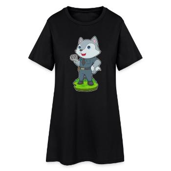 Wolf Polizist Handschellen Polizei - Frauen T-Shirt-Kleid - Schwarz - Vorne