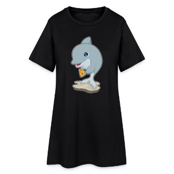 Pizza au dauphin - Robe T-shirt Femme - noir - Devant