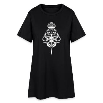 Distel Tribal mit Infinity Symbol - Frauen T-Shirt-Kleid - Schwarz - Vorne