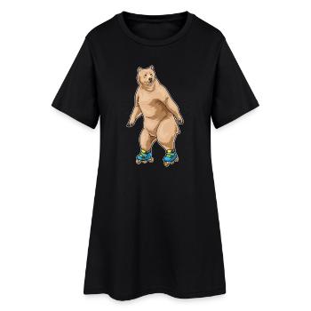 Bär Inline skating Inline skates - Frauen T-Shirt-Kleid - Schwarz - Vorne