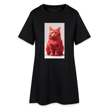 Impression d’art de portrait de chat rouge - Robe T-shirt Femme - noir - Devant