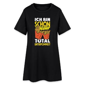 Schon wieder total unterpommest – Pommes Witz - Frauen T-Shirt-Kleid - Schwarz - Vorne