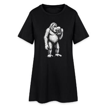 Silhouette de singe en chope de bière - Robe T-shirt Femme - noir - Devant