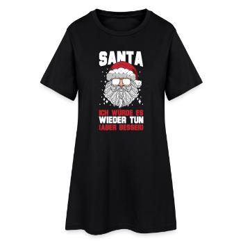 Weihnachtsmann Weihnachtszeit Unartig Weihnachts - Frauen T-Shirt-Kleid - Schwarz - Vorne