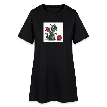 Grüner Drachenball Freund - Frauen T-Shirt-Kleid - Schwarz - Vorne