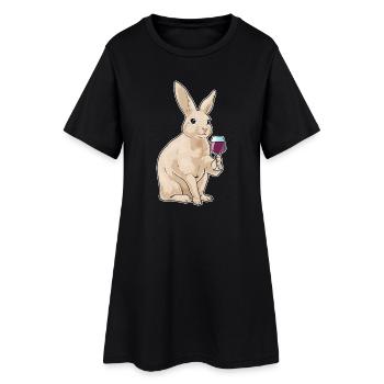 Vin rouge de lapin - Robe T-shirt Femme - noir - Devant