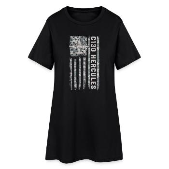 Camouflage militaire du drapeau américain du Hercule C130 - Robe T-shirt Femme - noir - Devant