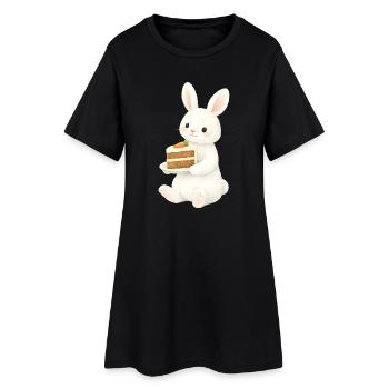 Illustration de lapin avec gâteau aux carottes - Robe T-shirt Femme - noir - Devant