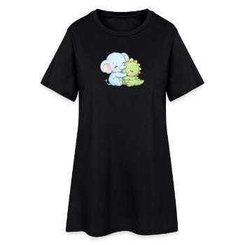 Meilleurs amis pour toujours – Afflue Éléphant et Dino mignons - Robe T-shirt Femme - noir - Devant