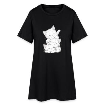 Trio chatons endormis - Robe T-shirt Femme - noir - Devant