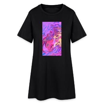 Color Swirl Pastel Marble Trio - Women’s T-Shirt Dress - black - Front
