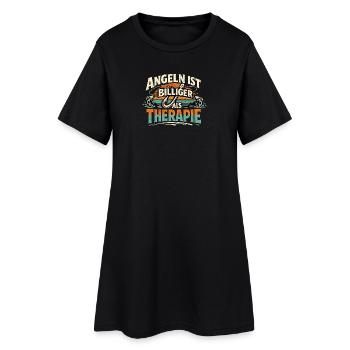 Angeln ist Therapie für die Seele - Frauen T-Shirt-Kleid - Schwarz - Vorne