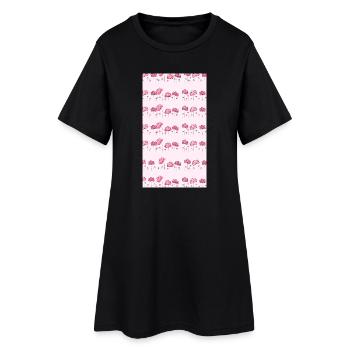 Bouquet de fleurs aquarelles roses - Robe T-shirt Femme - noir - Devant