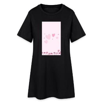 Bouquet de fleurs aquarelles roses - Robe T-shirt Femme - noir - Devant