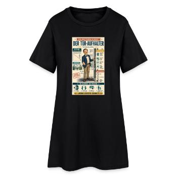 Der Tür-Aufhalter – jede Geste zählt - Frauen T-Shirt-Kleid - Schwarz - Vorne
