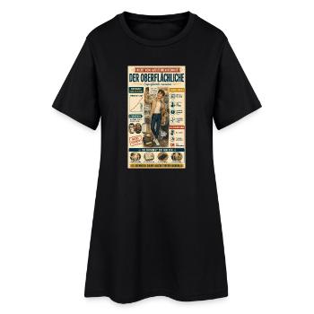 Der Oberflächliche – Denken darf tiefer gehen - Frauen T-Shirt-Kleid - Schwarz - Vorne