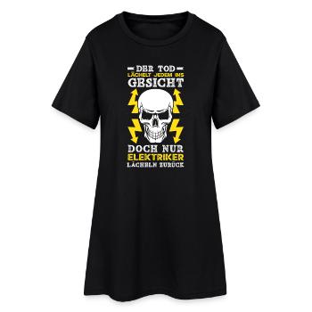 Elektriker Tod Lächelt Zurück - Frauen T-Shirt-Kleid - Schwarz - Vorne