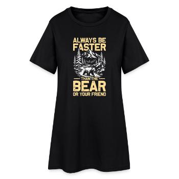 Be faster than the bear Wandern Berge Bergsteigen - Frauen T-Shirt-Kleid - Schwarz - Vorne