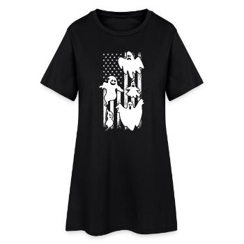 Ghost Halloween US Flag Halloween Ghost - Frauen T-Shirt-Kleid - Schwarz - Vorne