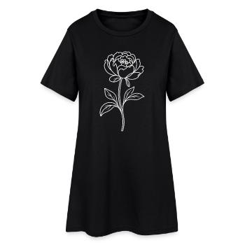 Dessin au trait de pivoine - Robe T-shirt Femme - noir - Devant