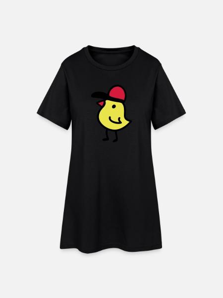 Küken Cappy 3 - Frauen T-Shirt-Kleid - Schwarz