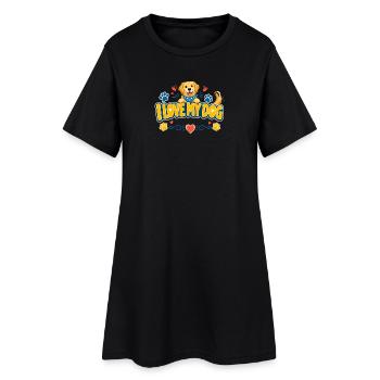 Ich liebe meinen Hund Logo - Frauen T-Shirt-Kleid - Schwarz - Vorne