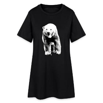 Polar Bear - Eisbär - Frauen T-Shirt-Kleid - Schwarz - Vorne