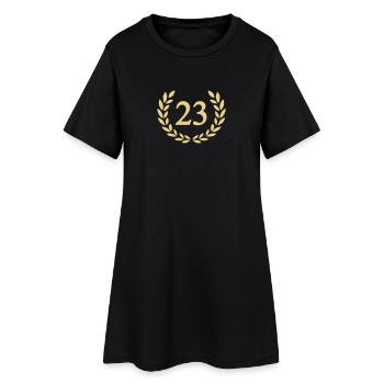 23 - Frauen T-Shirt-Kleid - Schwarz - Vorne
