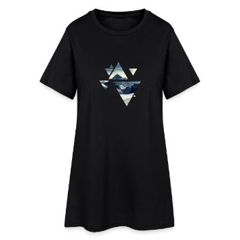 Montain Geometrie - Frauen T-Shirt-Kleid - Schwarz - Vorne