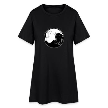 Yin-Yang Kaninchen - Frauen T-Shirt-Kleid - Schwarz - Vorne