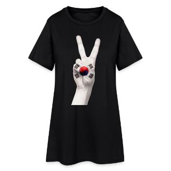CORÉE. CORÉE DU NORD CORÉE DU SUD DE LA PAIX SIGNE DE PAIX - Robe T-shirt Femme - noir - Devant