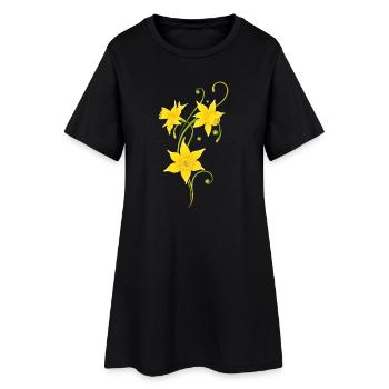 Vrille en filigrane avec des jonquilles. Pâques. - Robe T-shirt Femme - noir - Devant