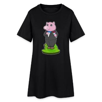 Mariage en costume de marié cochon - Robe T-shirt Femme - noir - Devant