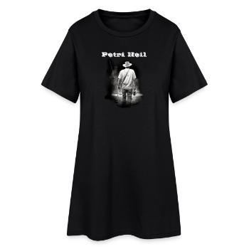 Petri Heil weiß - Frauen T-Shirt-Kleid - Schwarz - Vorne