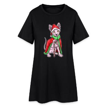 Sphynx Cat Canne de Noël - Robe T-shirt Femme - noir - Devant