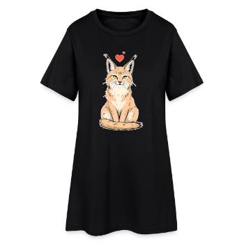 Lynx avec cœur – Sauvage et affectueux - Robe T-shirt Femme - noir - Devant