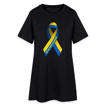 Friedenszeichen für die Menschen in der Ukraine - Frauen T-Shirt-Kleid - Schwarz - Vorne