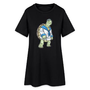 tortue marin casquette de marin - Robe T-shirt Femme - noir - Devant