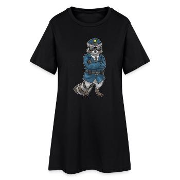 Waschbär Polizist Sonnenbrille Polizei - Frauen T-Shirt-Kleid - Schwarz - Vorne