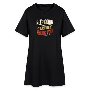 Weiter in die Zukunft - Frauen T-Shirt-Kleid - Schwarz - Vorne