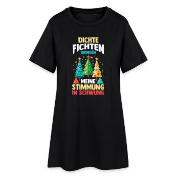 Weihnachtsmann Fichten Weihnachtsbaum Weihnachten - Frauen T-Shirt-Kleid - Schwarz - Vorne