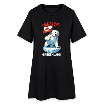 Hands Off Greenland - Frauen T-Shirt-Kleid - Schwarz - Vorne