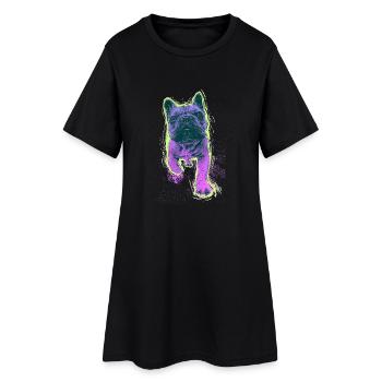 Neon Bulldog Splash - Frauen T-Shirt-Kleid - Schwarz - Vorne